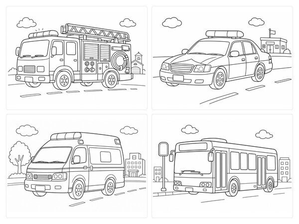 「涼しい部屋で塗りたい！」パトカー・消防車・救急車などの車のぬり絵8選