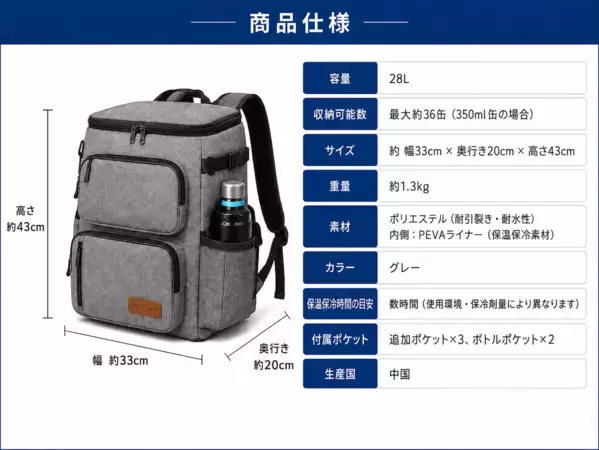 28L・36缶収納で両手はフリー。背負うだけで冷たいまま運べる「Breeze Pack」が先行販売開始！