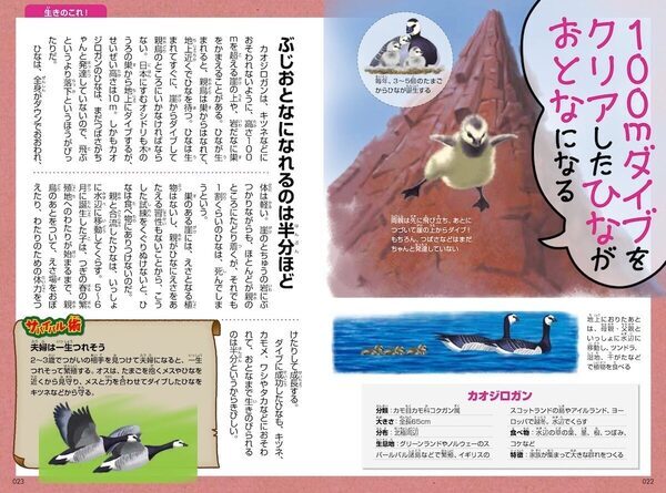 生後すぐ崖から100mダイブ！？ お腹に3年半！？ 生き物の"まさかの育ち方"にハマる図鑑が発売