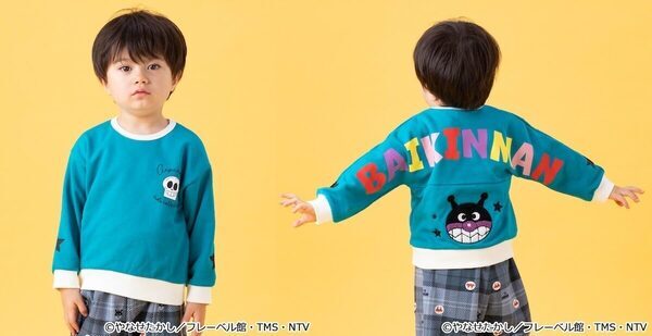 ばいきんまんのバックロゴトレーナーに注目！アンパンマン冬の新作キッズ服が続々登場