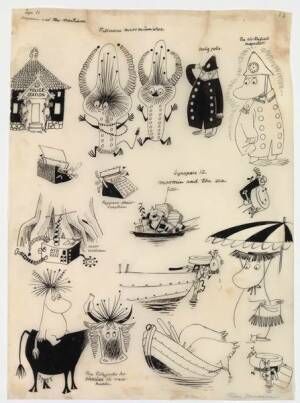 トーベ・ヤンソン「まいごの火星人」スケッチA（1957年） (c)Moomin Characters TM