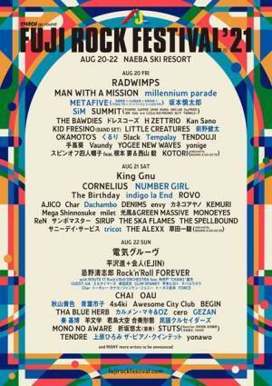 フジロック、第2弾ラインナップでmillennium parade、METAFIVE、NUMBER GIRL、上原ひろみら18組発表
