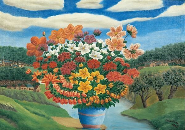アンドレ・ボーシャン《川辺の花瓶の花》1946年 個人蔵（ギャルリーためなが協力）