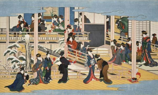 喜多川歌麿《深川の雪》(部分)江戸時代 亨和2～文化3年(1802~06)頃 岡田美術館蔵