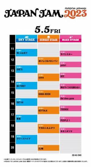 BiSH、アジカン、Vaundy、BE:FIRSTら出演『JAPAN JAM 2023』タイムテーブル発表