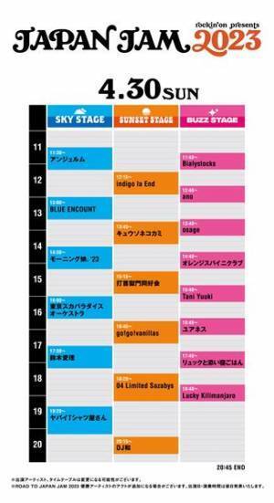 BiSH、アジカン、Vaundy、BE:FIRSTら出演『JAPAN JAM 2023』タイムテーブル発表