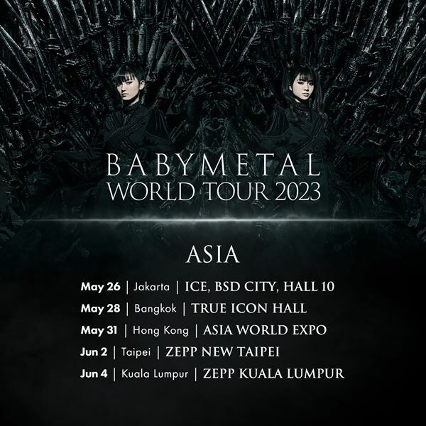 『BABYMETAL WORLD TOUR 2023 ASIA』告知画像