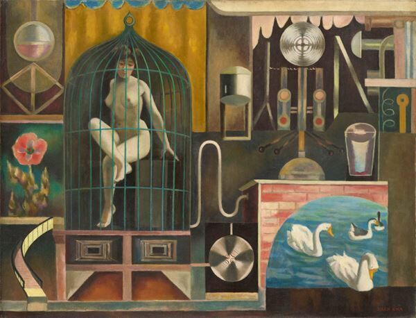 古賀春江《⿃籠》1929 年、⽯橋財団アーティゾン美術館