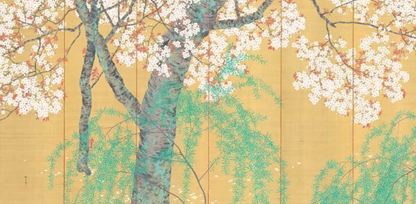木島櫻谷《柳桜図》（左隻） 大正6年（1917）泉屋博古館東京蔵