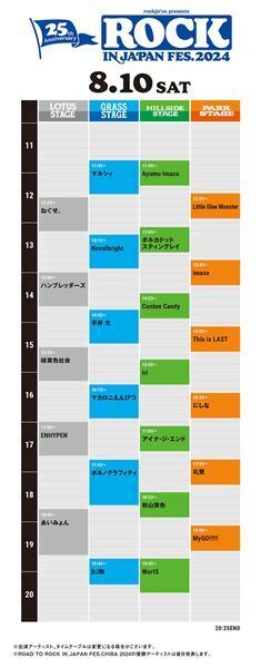 Vaundy、あいみょん、星野源らが出演『ROCK IN JAPAN FESTIVAL 2024』蘇我会場のタイムテーブル発表