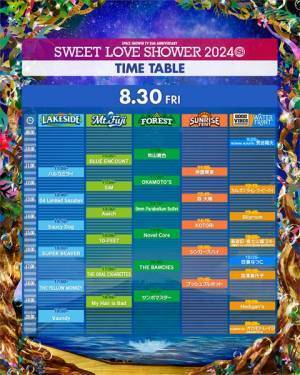 『SWEET LOVE SHOWER 2024』タイムテーブル発表　ヤバTの追加出演＆開催直前生配信番組も決定
