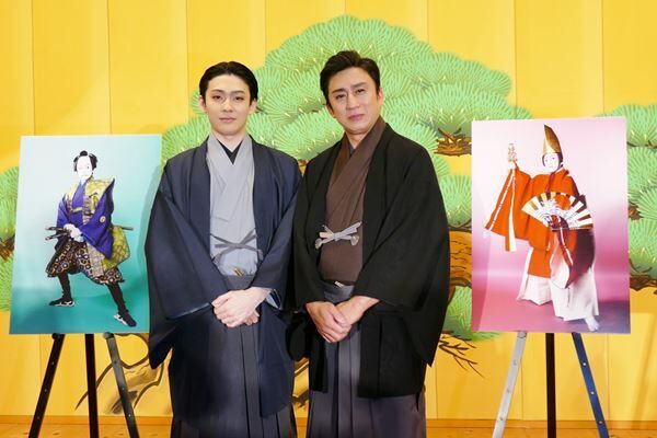 7月歌舞伎座公演夜の部『裏表太閤記』取材会より、松本幸四郎（右）と市川染五郎