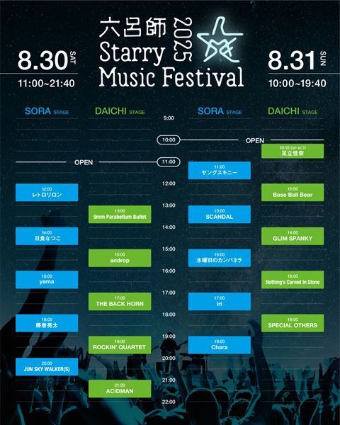 ACIDMAN・大木伸夫がアンバサダーを務める新たなキャンプフェス 『六呂師 Starry Music Festival 2025』出演アーティスト最終発表　日食なつこ、GLIM SPANKYら決定