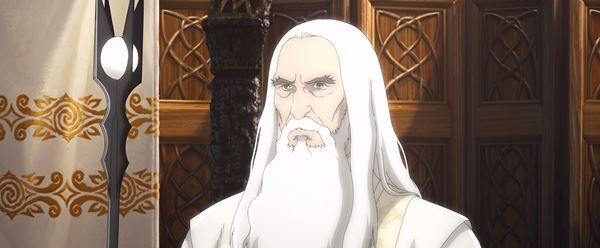 映画『ロード・オブ・ザ・リング／ローハンの戦い』白の魔法使いサルマン登場の場面カット到着