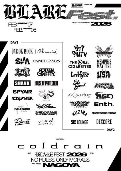 coldrain主催『BLARE FEST. 2026』ONE OK ROCKを迎え全ラインナップ発表