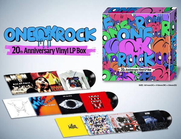 ONE OK ROCK、全11作のアルバムを網羅したアナログBOX『ONE OK ROCK 20th Anniversary Vinyl LP Box』初回生産分の増産決定