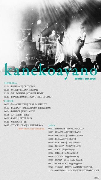 kanekoayano、ワールドツアー開催決定　日本公演は8月から全国11カ所13公演のライブハウスツアー