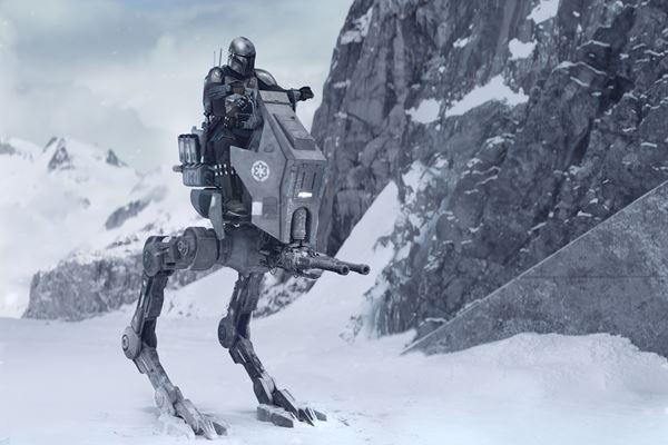 映画『マンダロリアン・アンド・グローグー』シリーズおなじみの巨大戦闘ビークルが登場する雪山バトル公開