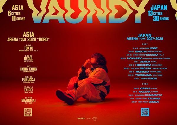 Vaundy、 初のアジアアリーナツアーと自身最大規模の国内アリーナツアー発表