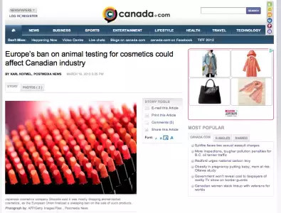 カナダの化粧品業界へも影響　EUの動物実験禁止【カナダ】