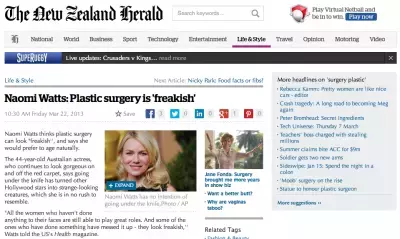 不自然な美容整形はいらない！Naomi Watts のインタビューから