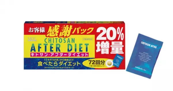 20％増量でお得！数量限定販売のキトサン・アフターダイエット徳用