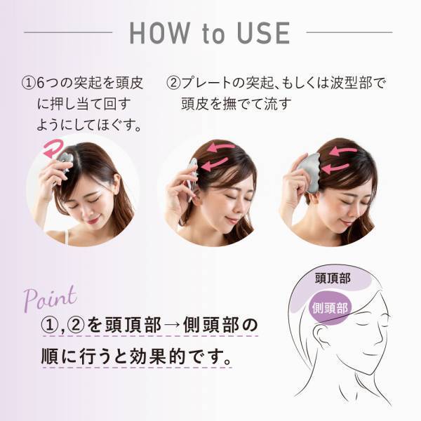 6つの突起と波型プレートで頭皮・耳まわりを集中ケア「熱伝導カッサ スカルプ」