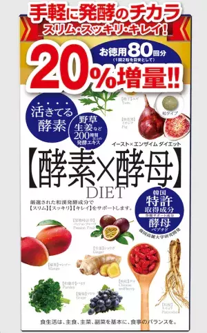 「イースト×エンザイム ダイエット」の徳用20％増量タイプが個数限定で登場！　