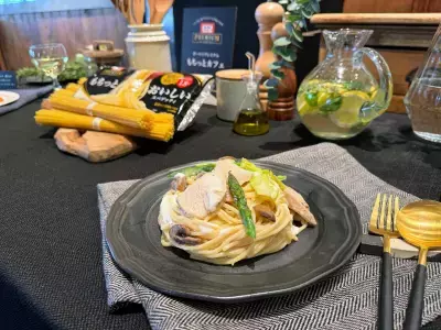 美と健康に良い旬の春野菜をパスタで摂取！麺の食感が新しい「オーマイプレミアム もちっとおいしいスパゲッティ」が体験できる『もちっとカフェ』期間限定オープン中