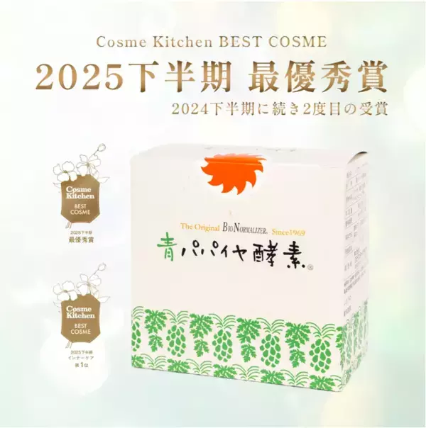ダブル受賞を達成！青パパイヤ酵素シリーズがコスメキッチンで高評価