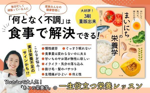 体調が移ろいやすい女性に 管理栄養士あこの書籍が第3刷