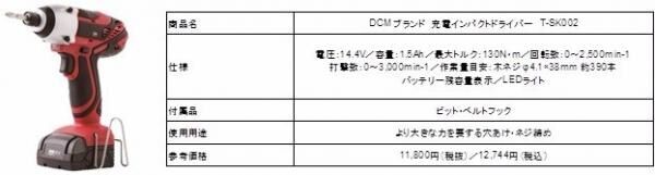 DIY女子に朗報♪　DCMからコードレスで取り回しが容易なハイスペック「充電式電動工具シリーズ」４商品が新登場！