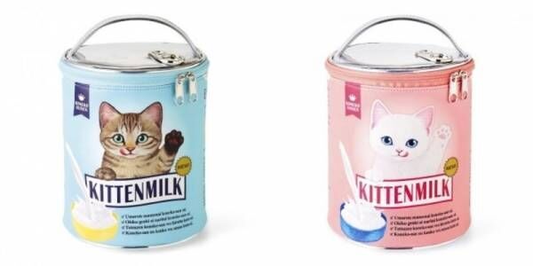 海外の子猫用ミルク缶をイメージした「ゴクゴク飲むにゃ！子猫ミルクバニティーポーチ」が『フェリシモ猫部™』から新登場