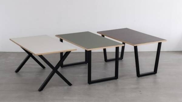 今注目の建築素材・リノリウムを使った家具をもっと身近に。Kanademonoが、6万円台で全21色のテーブルを発売