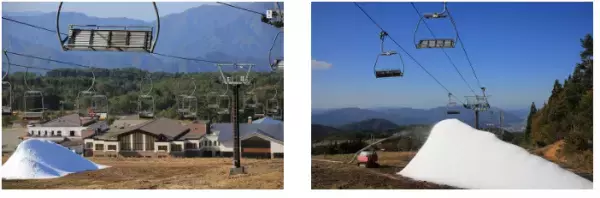 スキージャム勝山　1日300㌧の造雪能力を誇る人工造雪機本格稼働