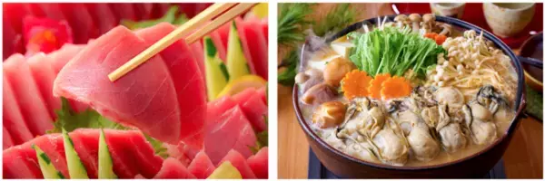 かに、牡蠣、ぶり、金目鯛、生まぐろ。冬こそ食べたい海の幸を堪能する海鮮グルメをお目当てに。大江戸温泉物語の宿で楽しむ冬の温泉旅