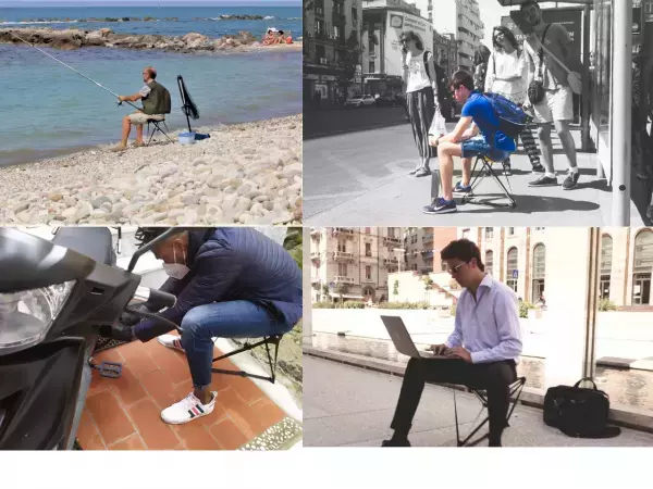 【従来のアウトドア用品にはない  本場イタリアのデザイン】  スタイリッシュでコンパクト！  革新的な折りたたみイス『BIP』