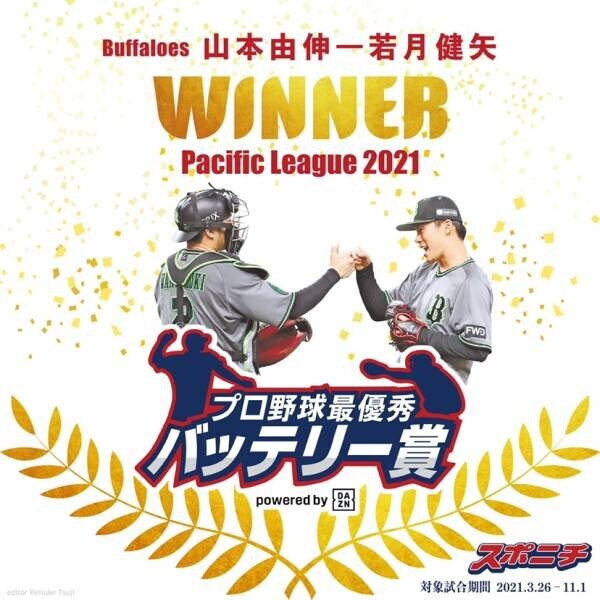 2021プロ野球最優秀バッテリー賞 powered by DAZN　中日・柳＆木下拓、オリックス・山本＆若月が受賞