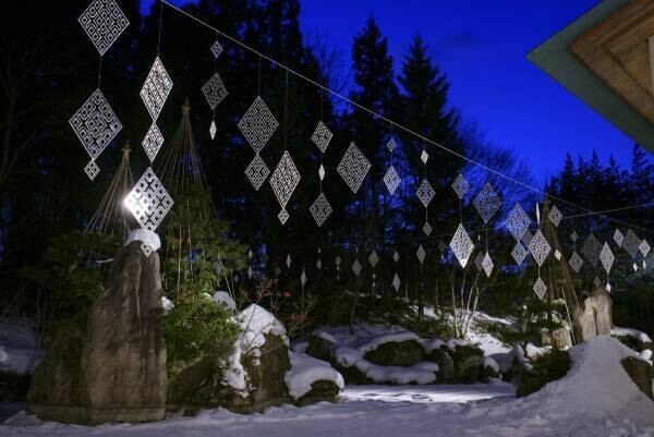 【界 津軽】「津軽四季の水庭」にかまくらを設置！7種類の雪を伝統工芸「津軽こぎん刺し」で表現した幻燈が演出｜期間：2022年2月1日～2022年2月28日