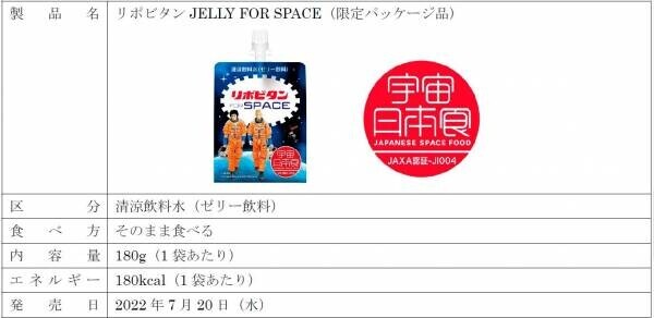 宇宙日本食「リポビタンJELLY FOR SPACE」が若田宇宙飛行士の 国際宇宙ステーション（ISS）長期滞在ミッションの搭載品に決定！