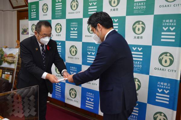 宮城県大崎市にナノファイバーマスクMIKOTOを寄附致しました