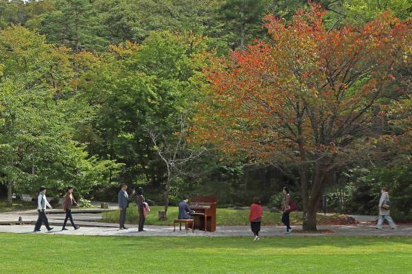 【軽井沢星野エリア】森に囲まれた広場で、ピアノを弾いて・聞いて楽しめるイベントを開催 ～ミニライブ＆聞きたい曲をリクエストできるストリートピアノ～ ｜期間：2022年9月3日～10月2日の土・日と祝日