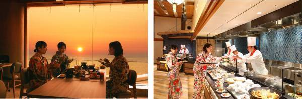 楽天トラベル【夕日が見られる人気の旅館ランキング】で全国第1位を獲得！日本海に沈む夕日を望む宿、大江戸温泉物語 瀬波温泉 汐美荘