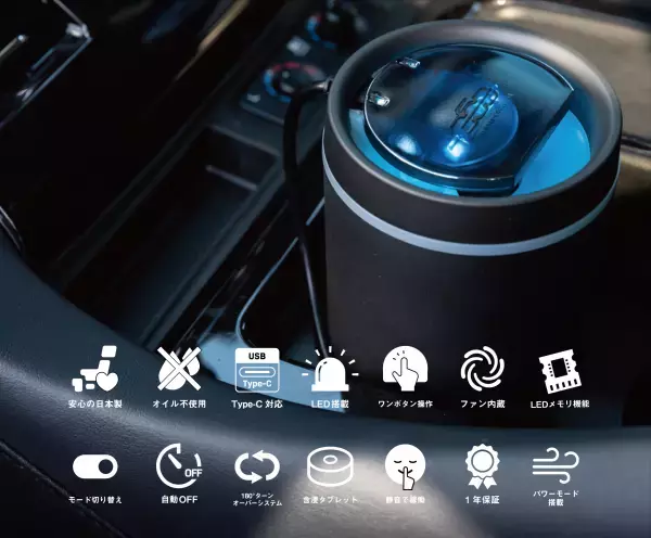 独自開発のファンテクノロジーでエンジン始動と同時に車内に香りを拡散。ファン式芳香ディフューザー「DC360 DIFFUSER」がMakuakeにて先行販売開始！