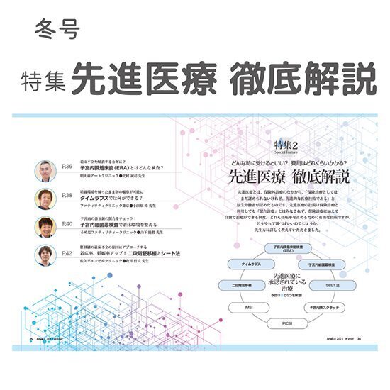 保険診療と併用できる！ 不妊治療の先進医療　徹底解説！！　妊活マガジン「ジネコ」2022冬号Vol.56発刊
