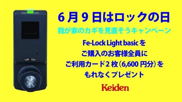 全員プレゼントキャンペーン　Fe-Lock Light basic ご購入のお客様全員にご利用カード2枚（6,600円分）をもれなくプレゼント
