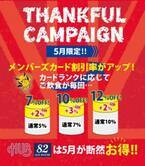 メンバーズカード割引率がアップ！THANKFUL CAMPAIGNを実施いたします！