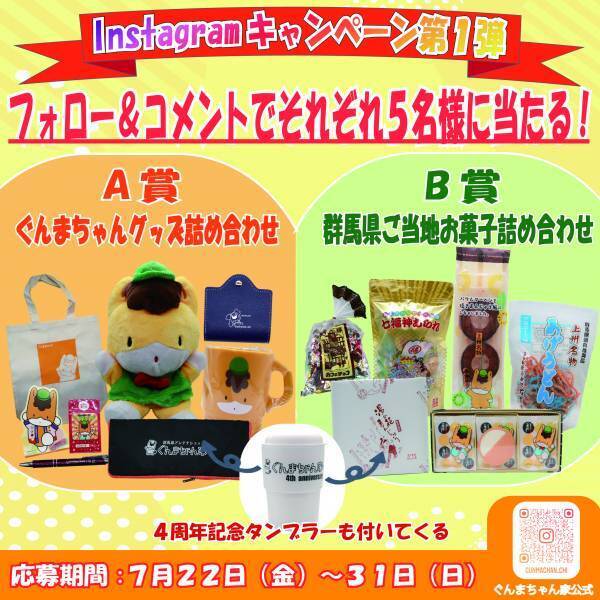 ぐんまちゃん家にてグランドオープン４周年記念イベントとしてＳＮＳキャンペーン開催中！！