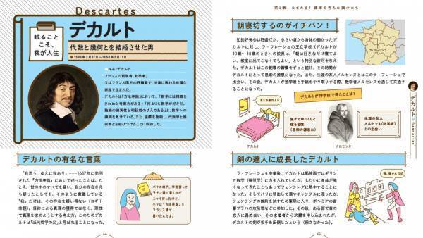 デカルトは数学界でもスーパースター！　でもパスカルには嫌われていた！？　天才たちの意外な一面を知れば数学も好きになる…かも！　読み物として楽しい『数学者図鑑』が登場