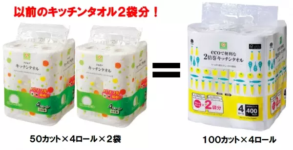 【ライフ】サステナブルなキッチンタオル！？「スマイルライフ　ecoで便利な2倍巻キッチンタオル」新発売